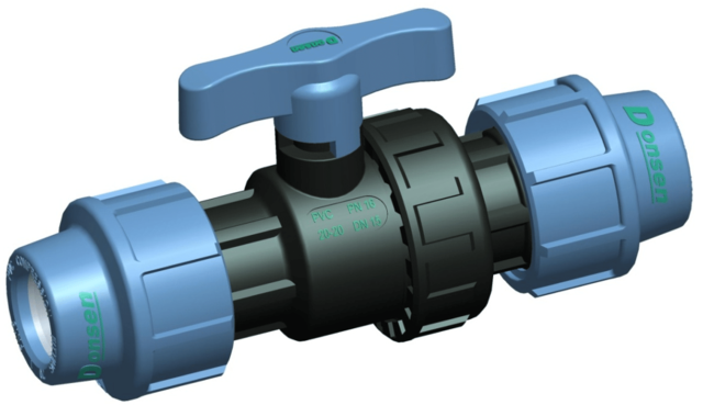 PE Uzavírací kohout 63mm, svěrná spojka na polyetylen